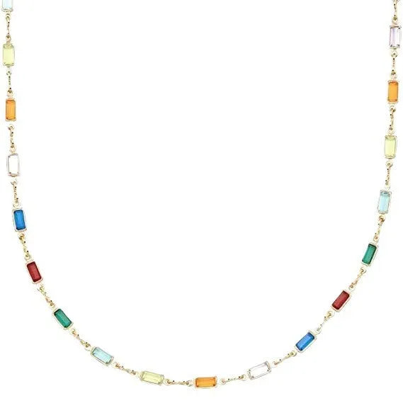 Ladies geometric crystal necklace with glass pendant and alloy chain measuring 41-50cm