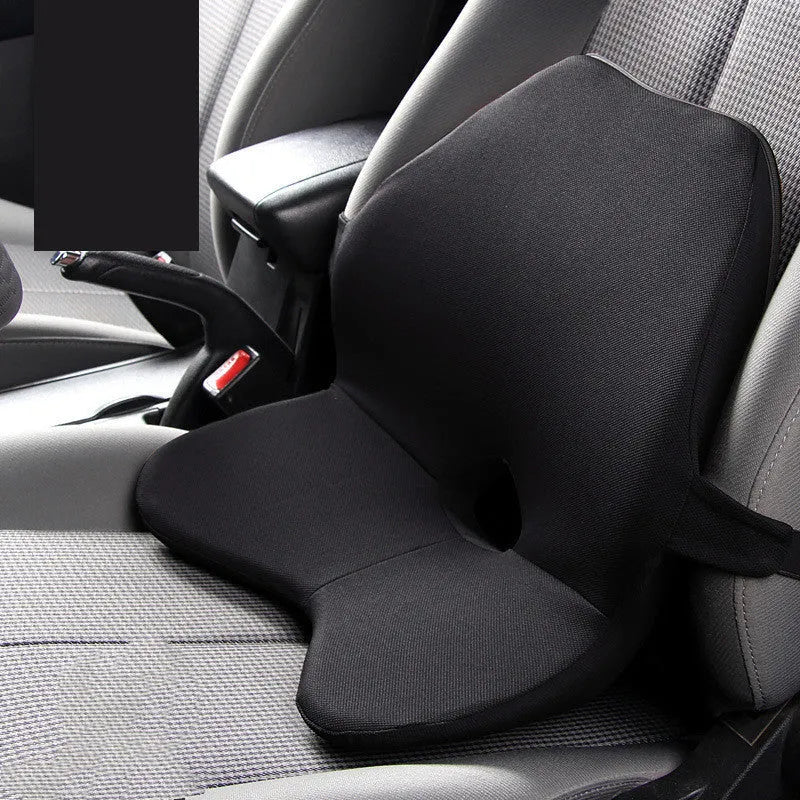 Memory foam car waist support cushion with optional matching headrest in neutral colours