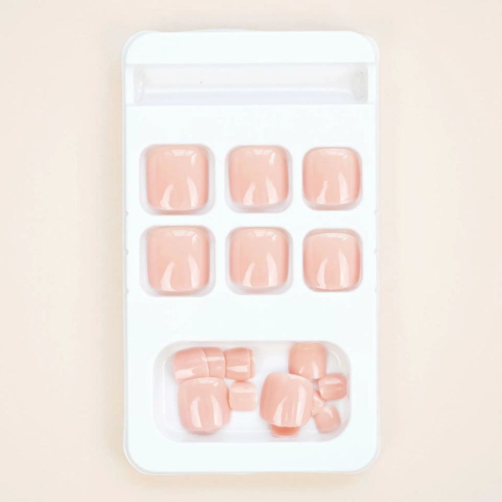 Finished plastic toenail stickers in skin colour with adhesive glue for fashion nail decoration
