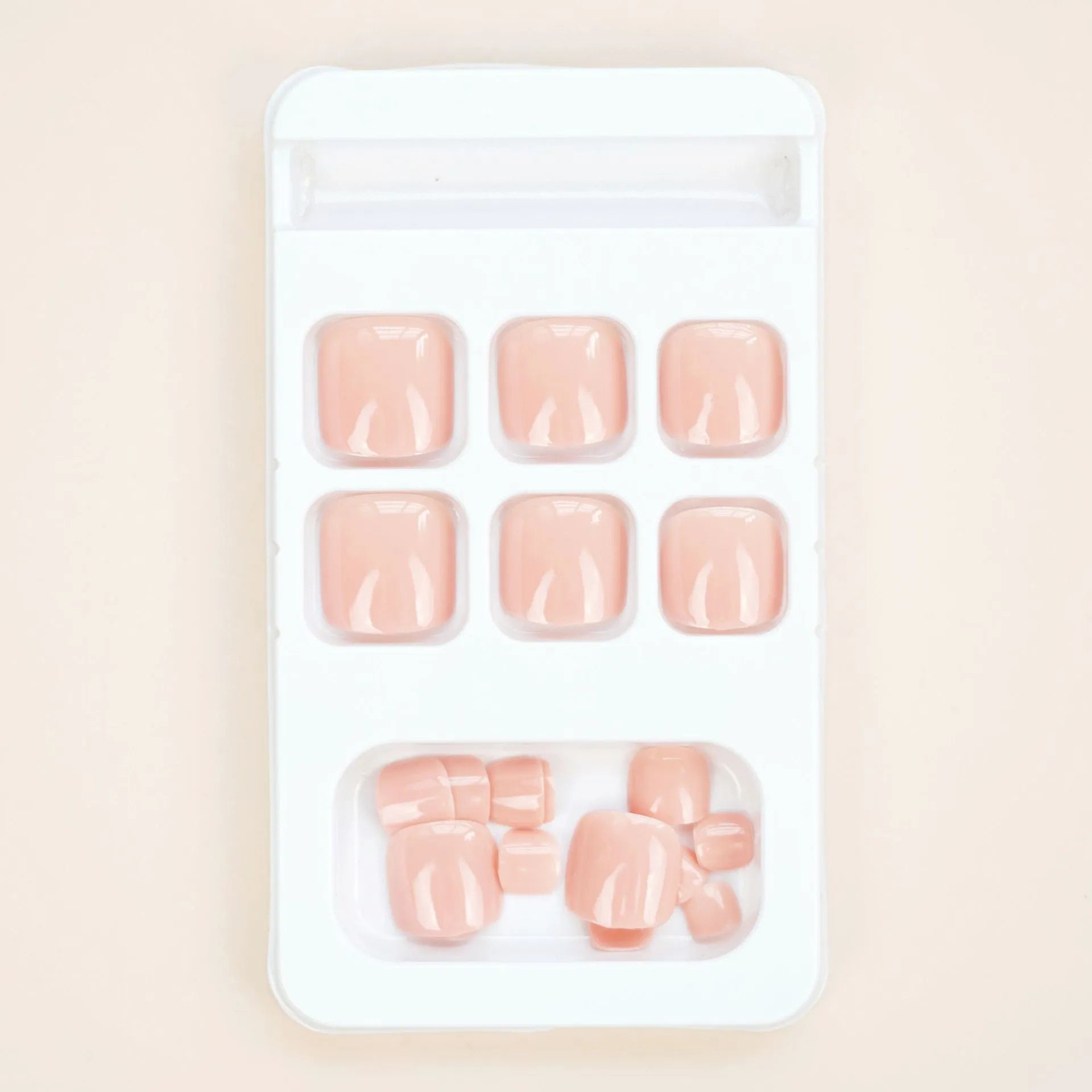 Finished plastic toenail stickers in skin colour with adhesive glue for fashion nail decoration