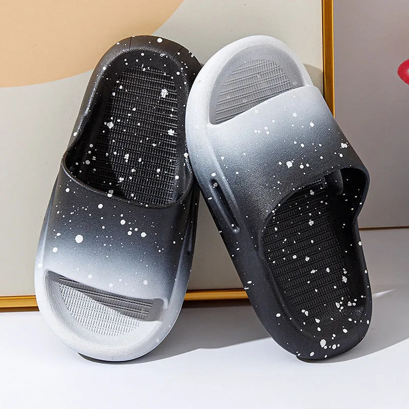 Children's gradient blue PVC sandal slippers with non-slip soles on a white background.