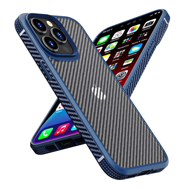 Black carbon fibre pattern protective case for Apple iPhone 13 series phones