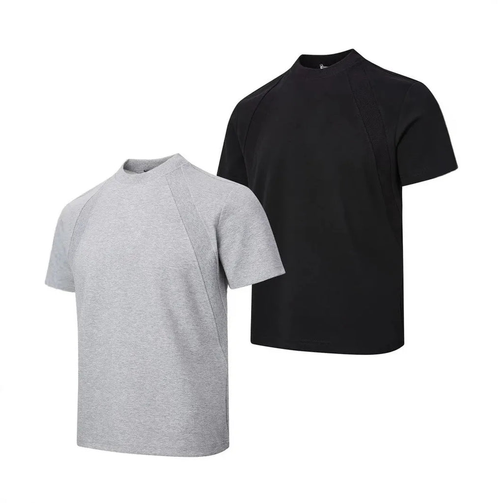 Short sleeve loose fit top with air layer stitching texture in black colour