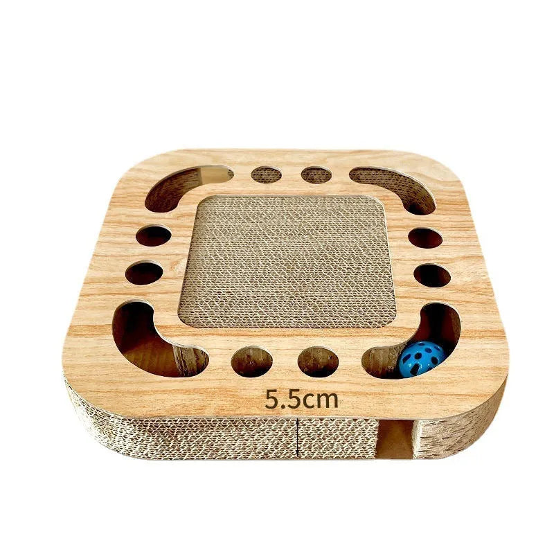 Corrugated paper cat scratching board with ball toy in multiple style options