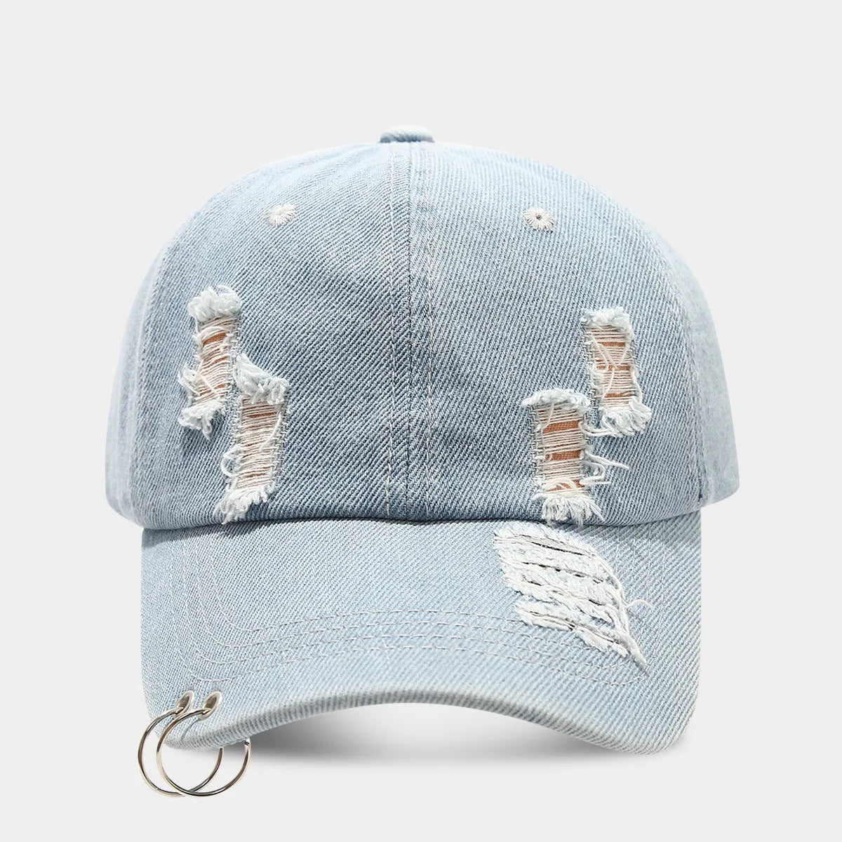 Men's denim baseball cap with adjustable strap in light blue jeans colour