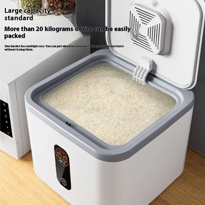 Gray sealed rice jar with insect-proof and moisture-proof lid available in 10kg 20kg and 30kg sizes