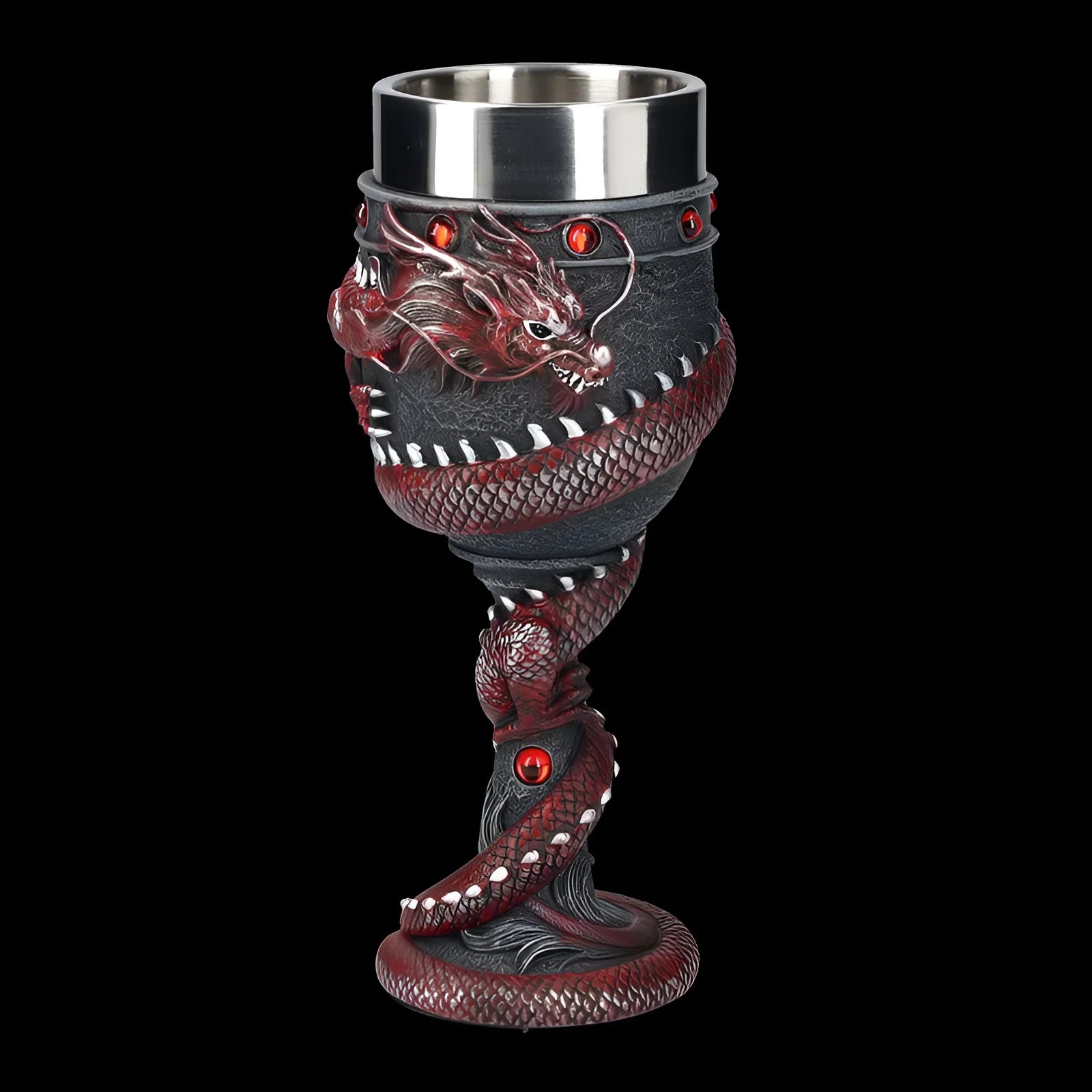 Red wine glass with 3D Chinese dragon design in gold or red colours, 200ml capacity