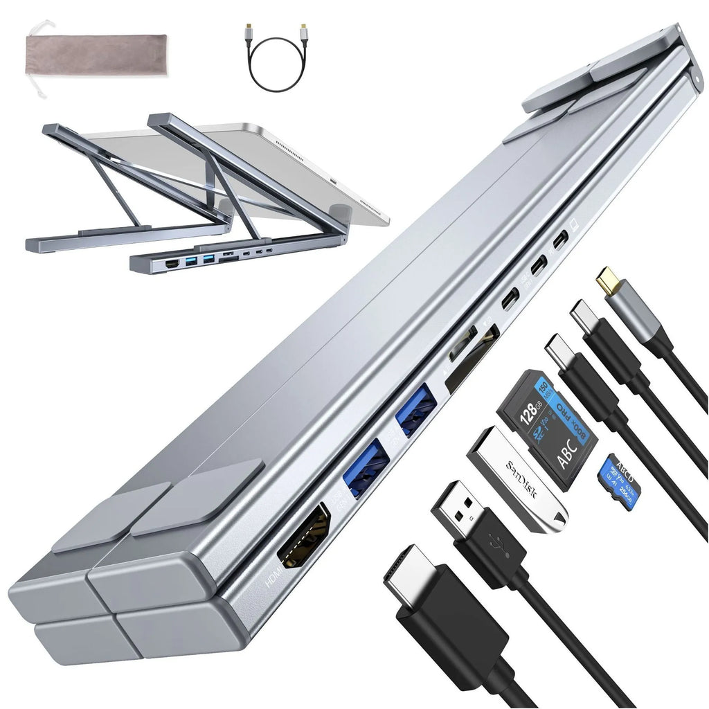 Aluminium alloy foldable laptop docking station with multi-interface hub connectivity