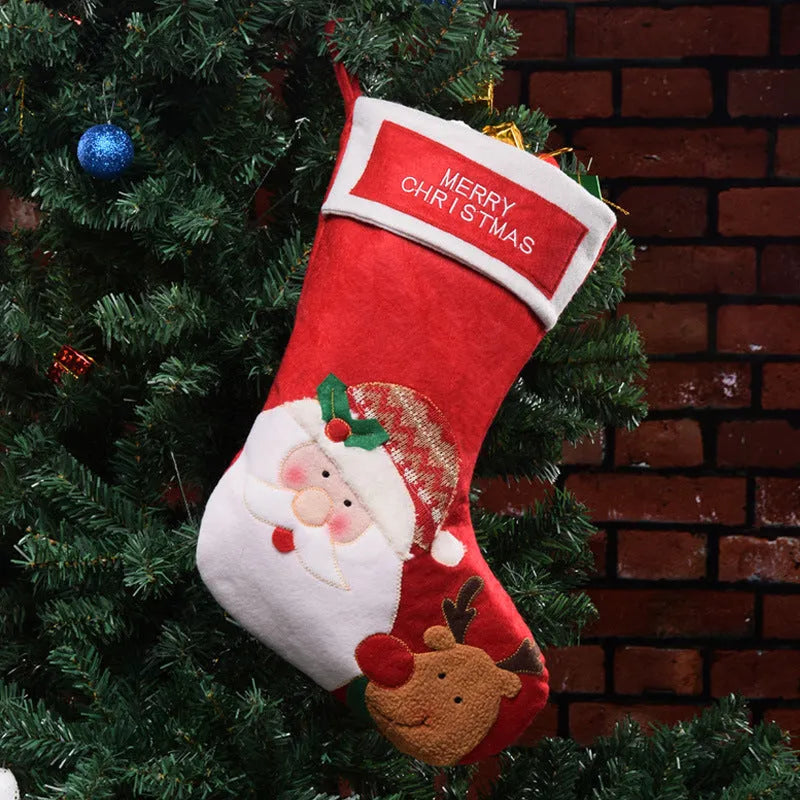 Non-woven fabric Christmas candy bag hanging stocking in elk, old man and snowman colour designs