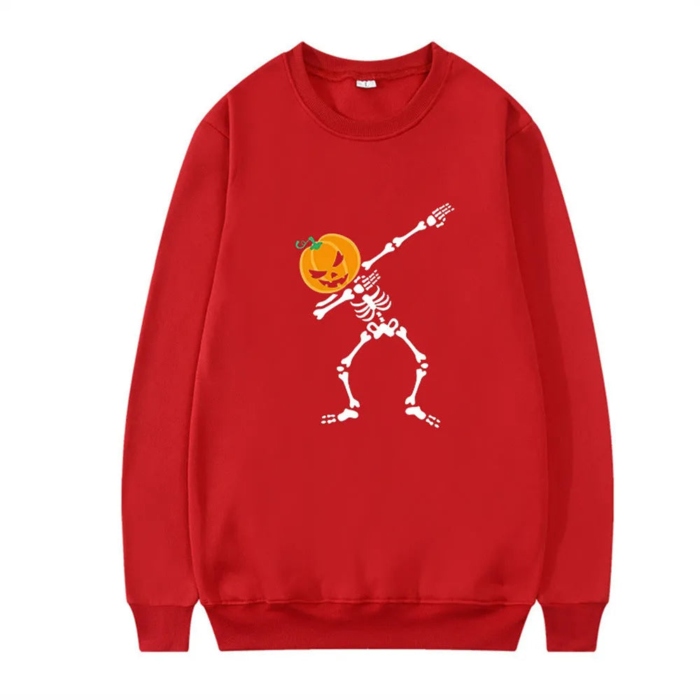 Women's printed cotton crew neck long sleeve top in multiple colours on a hanger.