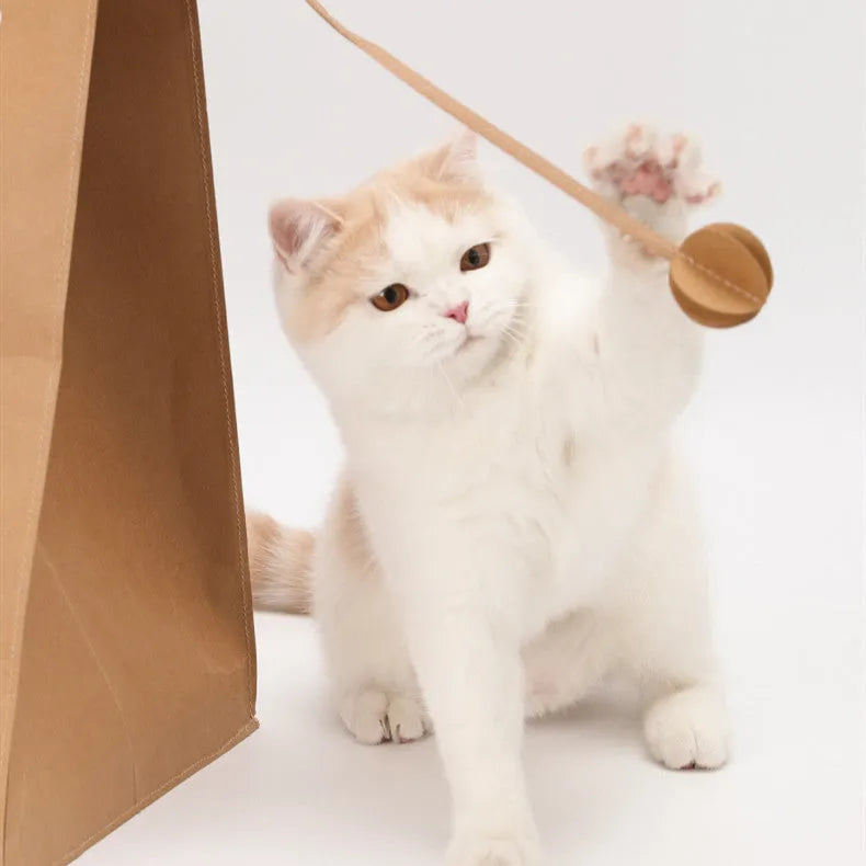 Brown washable kraft paper cat scratch board integrated with paper bag sleeping nest measuring 40x30x53cm