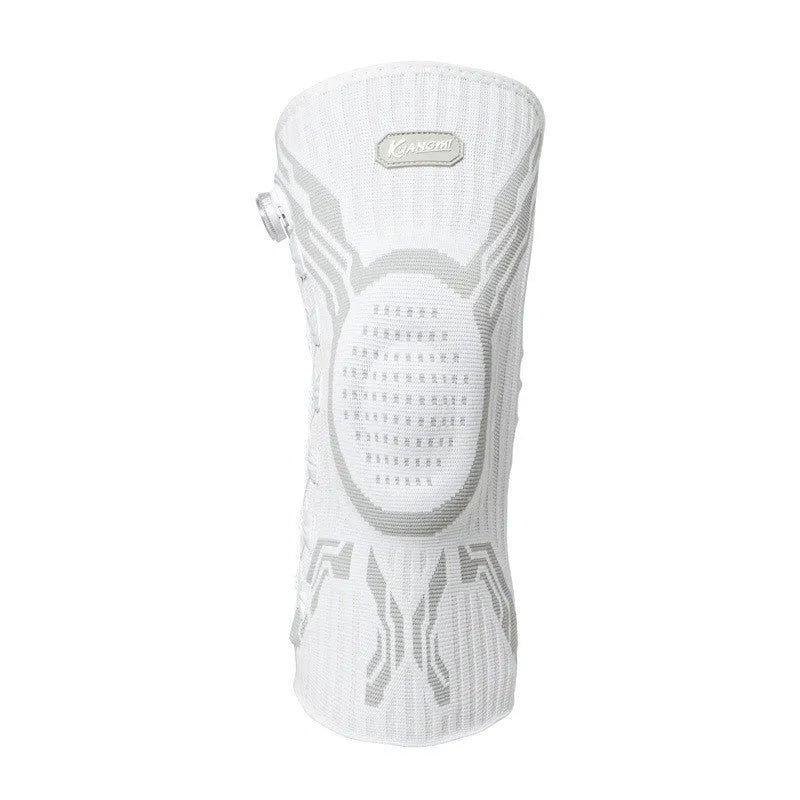 Grey and white sports knee pads for adult athletes in M, L, and XL sizing