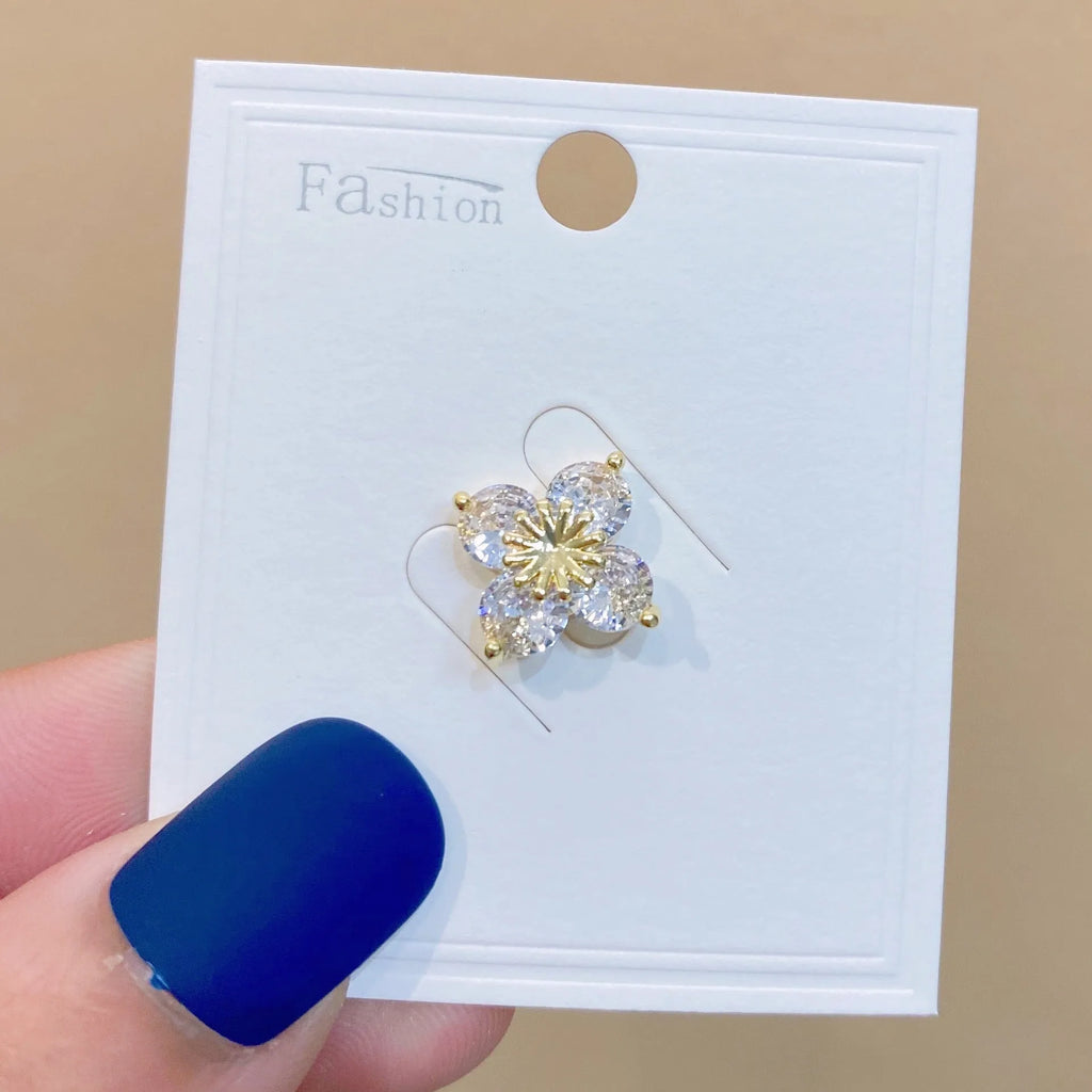 Japanese electroplated copper geometric brooch with fixed pin in pastel colour options for women's clothing