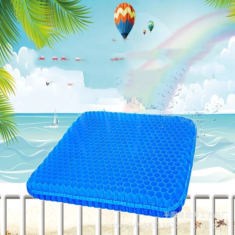 Gel seat cushion with honeycomb pattern and removable cover for pressure relief