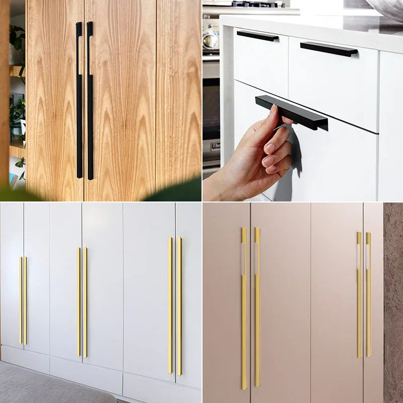 Gold T shape single hole cabinet handle with aluminium alloy construction