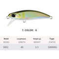 48mm Japanese submerged Mino fishing lure for mandarin fish and snakehead in multiple colour options
