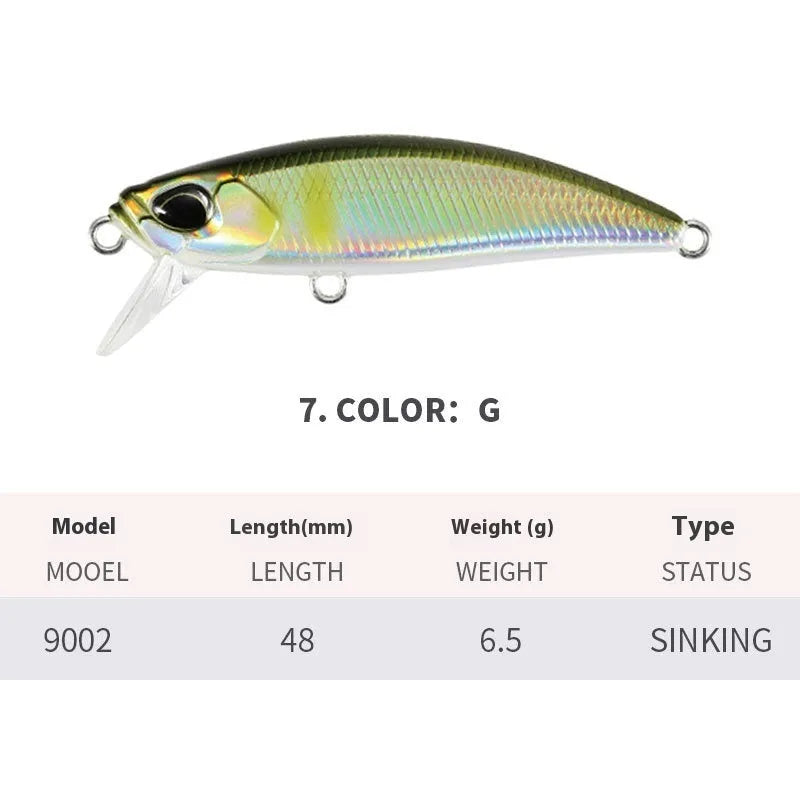 48mm Japanese submerged Mino fishing lure for mandarin fish and snakehead in multiple colour options