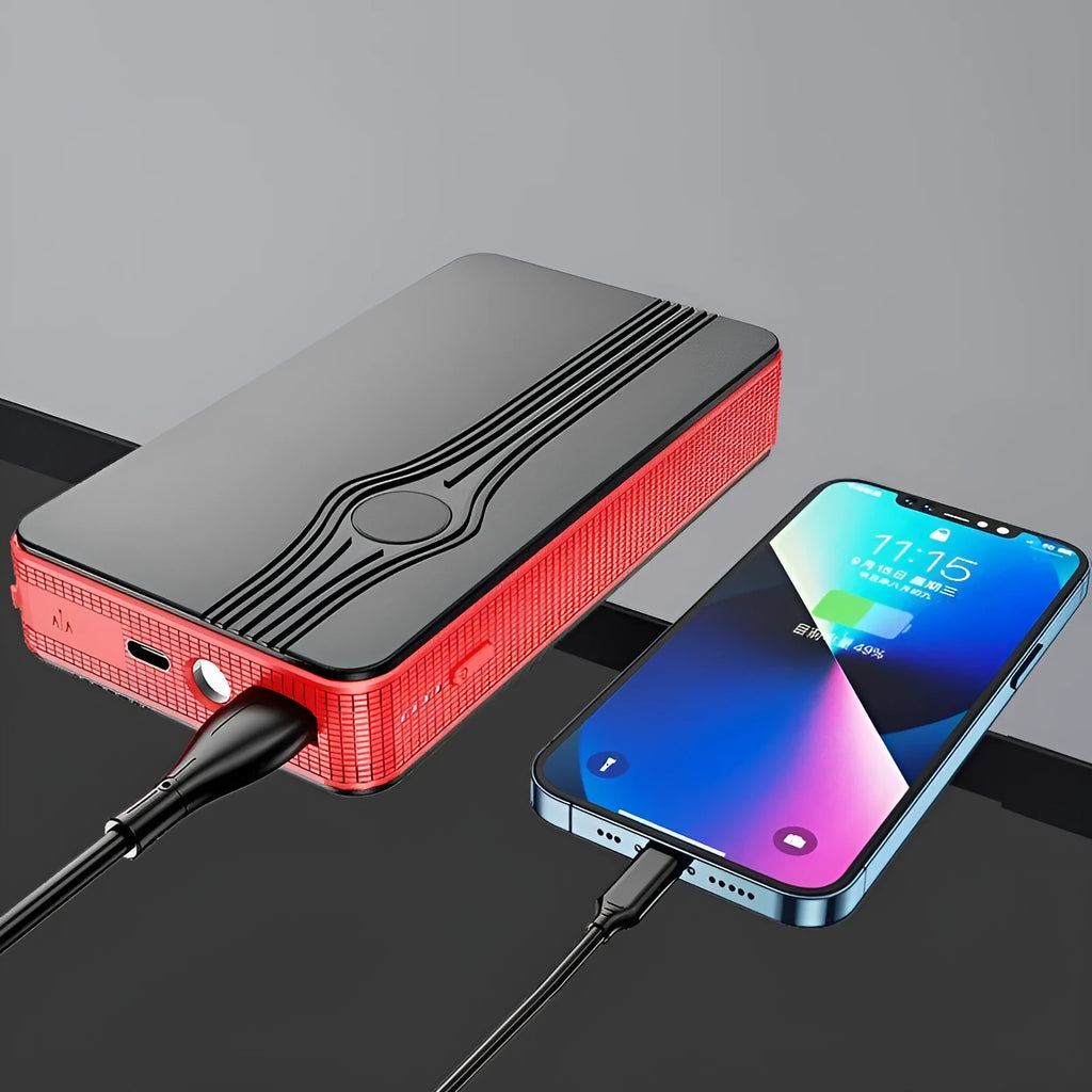 Red K4-E automobile emergency starting power supply with 6000mAh battery for jump-starting vehicles and charging devices