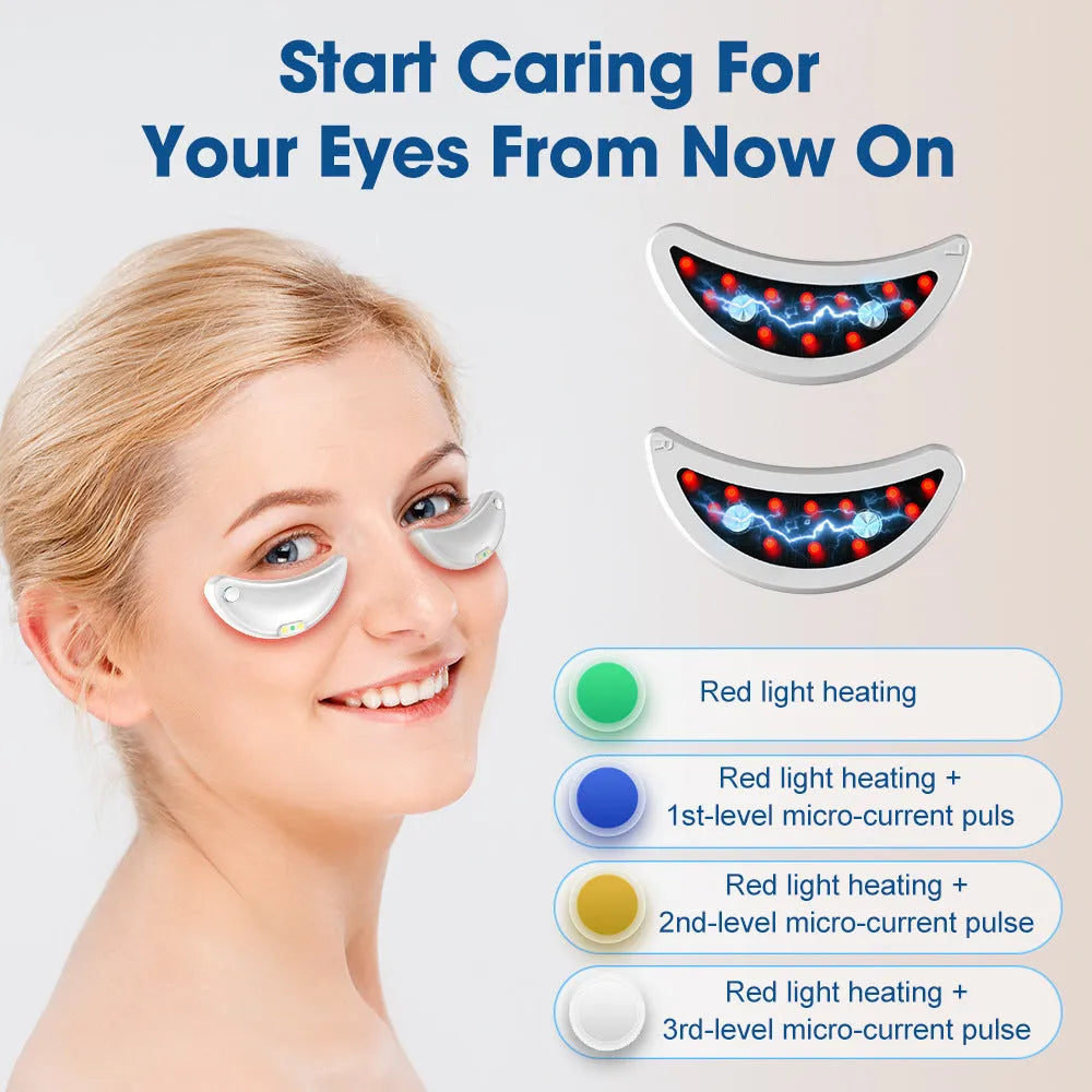 White wireless red light eye and facial massager with EMS technology for at-home skincare