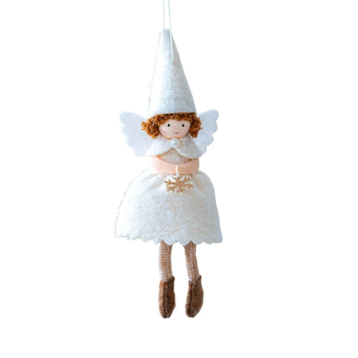 Christmas angel skirt felt plush pendant with modern simplicity design in white or pink cloth material