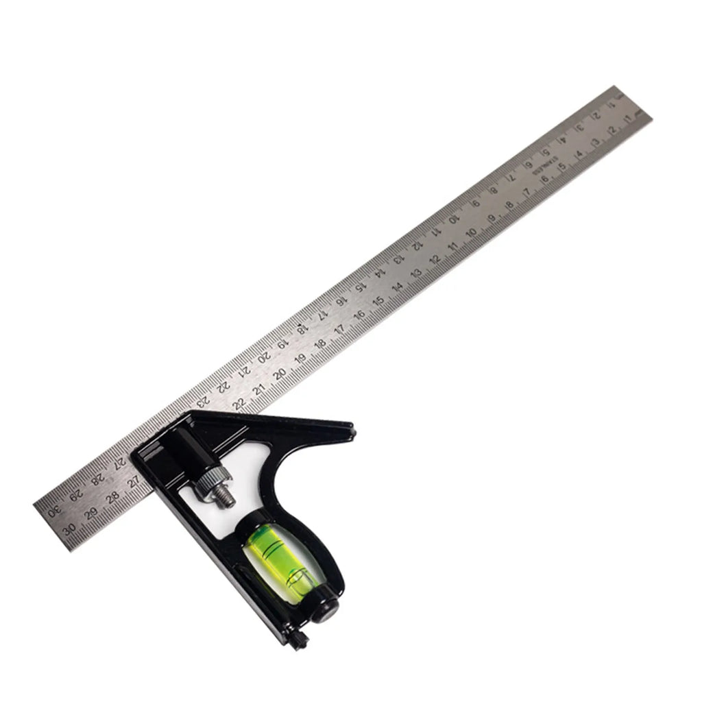 Thin red 7 inch metal combination angle ruler for civil surveying with metric scales on both sides