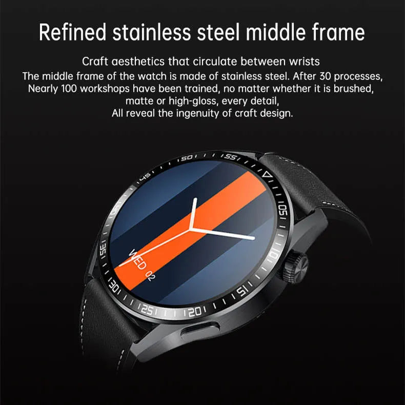 GS3 Max black or silver smart watch with 1.35-inch screen on silicone strap, showing Bluetooth call and health monitoring interface