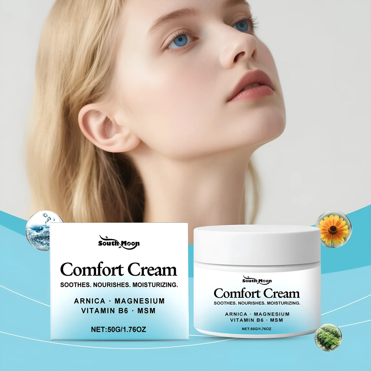 50g moisturising cream jar with shanjinchehua extract and pyridoxine for body skin care