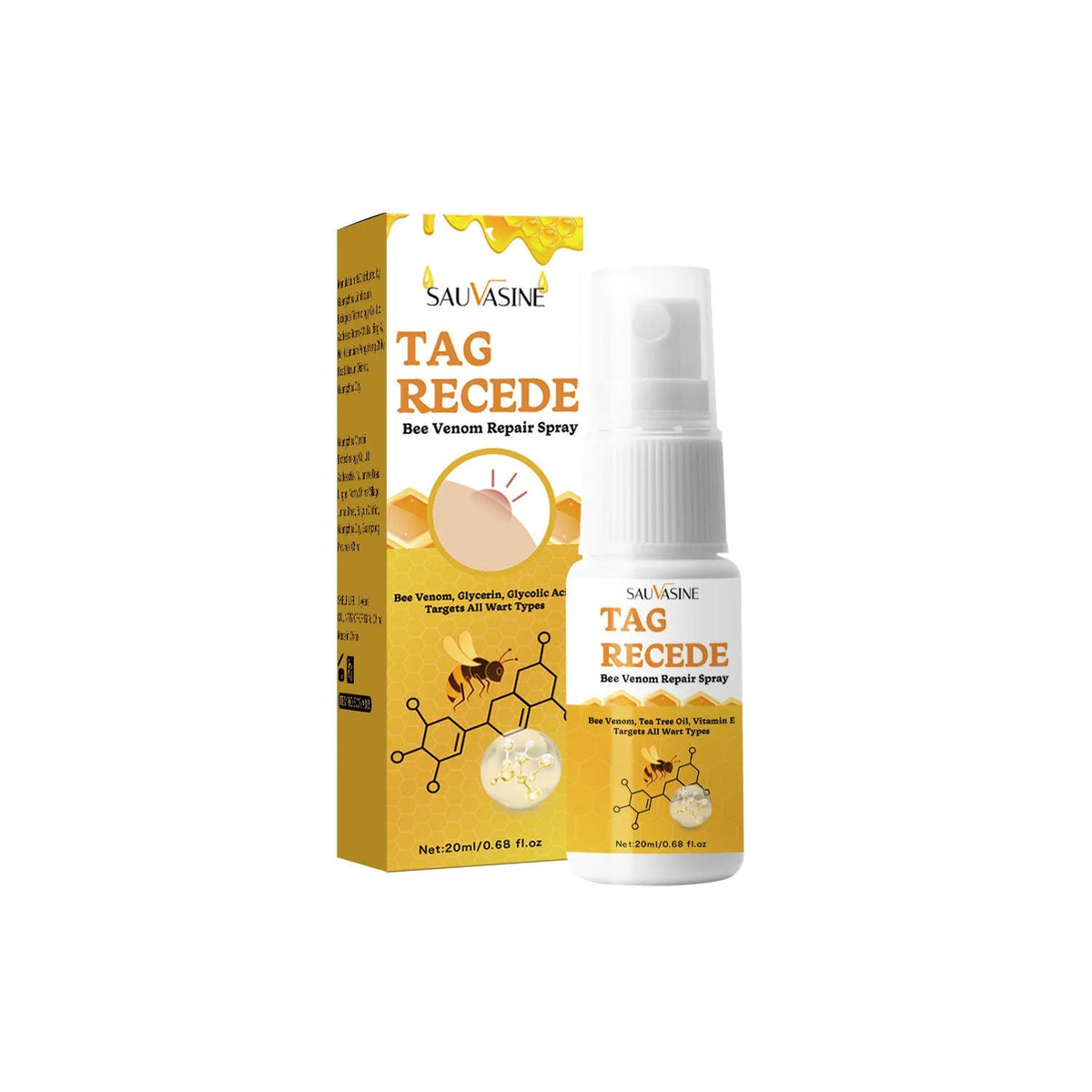 20 ml bee wart remover spray and skin cream bottle for moles and skin tags