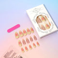 Cartoon style 3D flower pattern false nails set with plastic applicator and jelly glue.