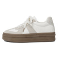 Retro round toe sports board shoes with cross shoulder straps in milky white