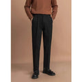 Men's straight leg casual trousers in polyester fabric, shown in a light business style.