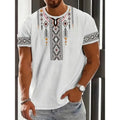 Men's striped digital 3D printed t-shirt in loose fit casual style with short sleeves