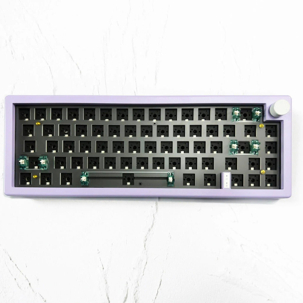 DIY hot plug RGB backlit mechanical keyboard kit with control knob in seven colour options.
