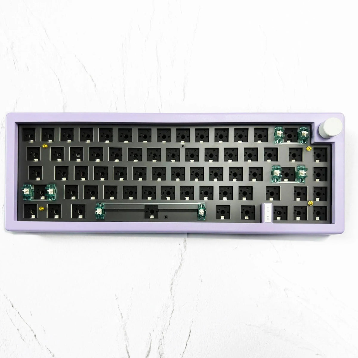 DIY hot plug RGB backlit mechanical keyboard kit with control knob in seven colour options.