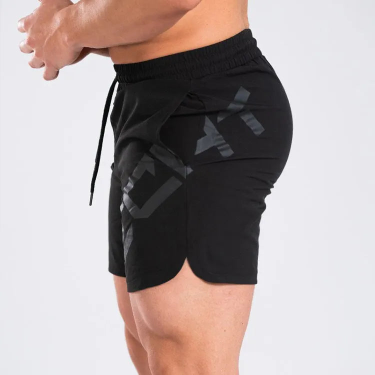 Men's black knee-length running shorts with quick-dry fabric for summer training