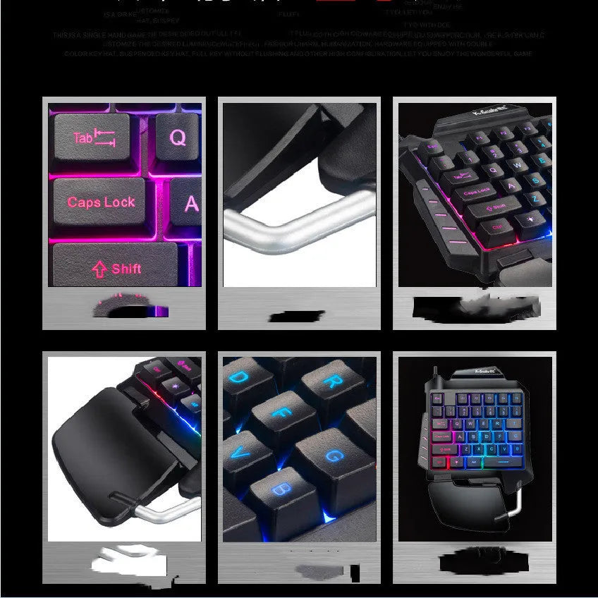 Black one-handed gaming keyboard throne converter with USB cable and built-in hand rest for left-hand PC gaming