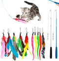Cat teaser fishing rod with feather attachments and replacement heads