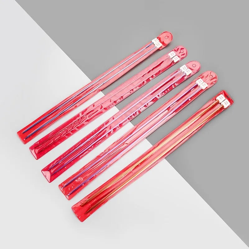 Set of lengthened crochet hooks in various sizes from 2.0mm to 10.0mm with protective end caps.