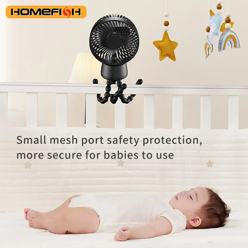 HOMEFISH F2 portable fan with automatic shake head mounted on a removable bracket