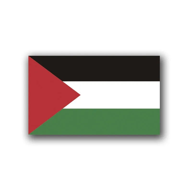 Palestinian flag car decal sticker made from PET vinyl on a car window.