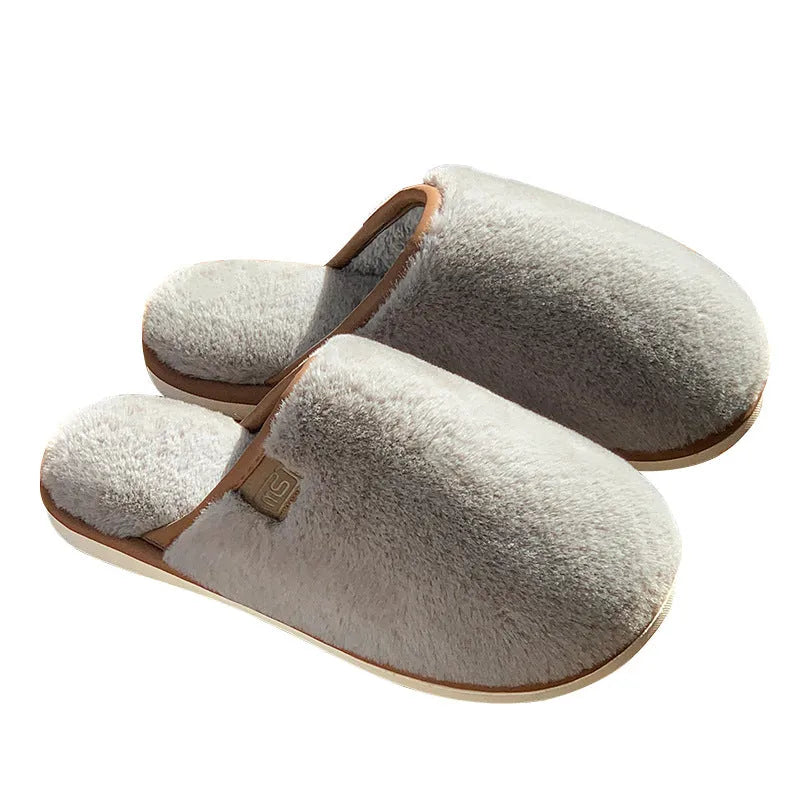 Solid colour PVC winter plush slippers with non-slip soles in multiple colour options