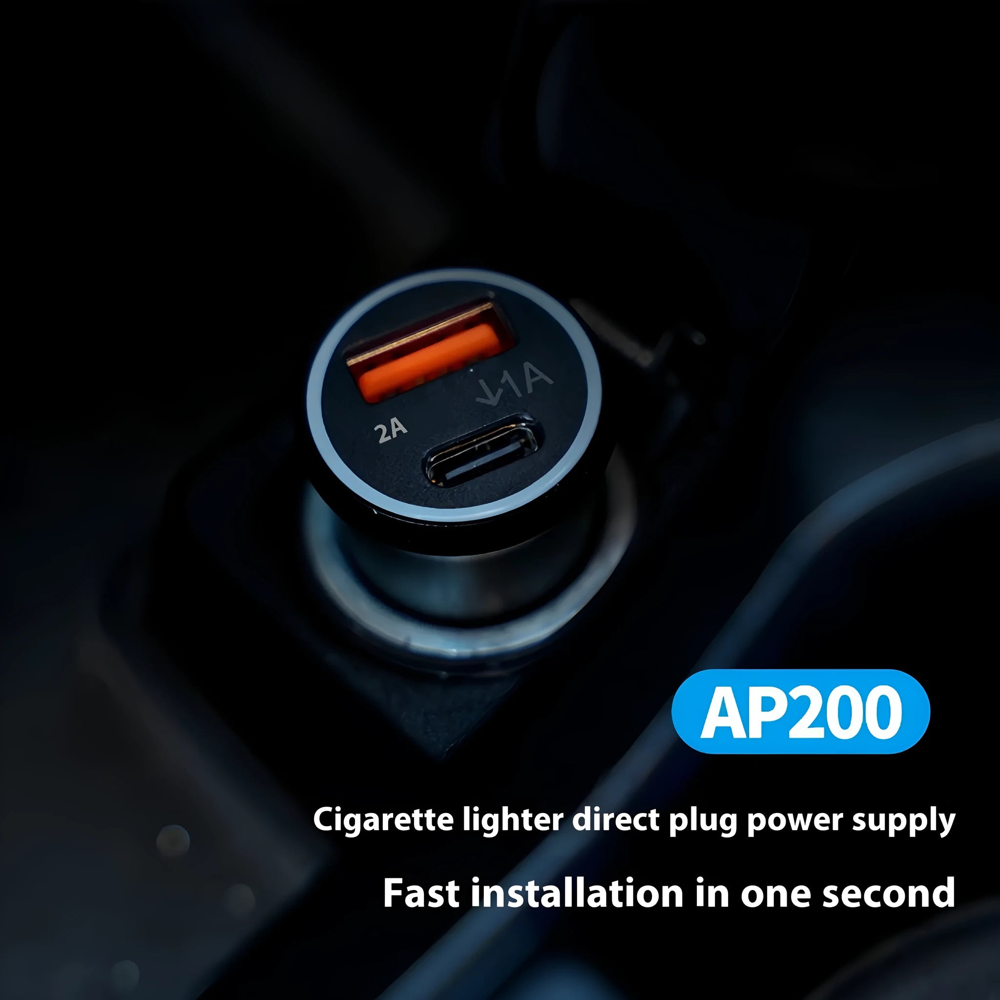Black GPS car locator device with 12V charger plug for vehicle tracking applications