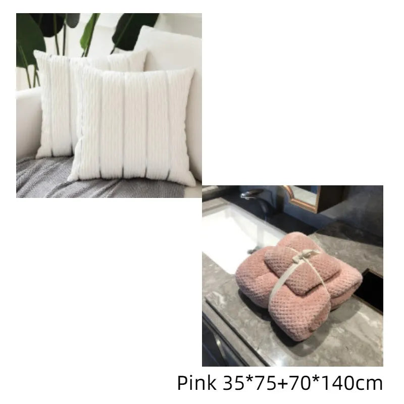 A square striped velvet pillow cover in a chosen colour, measuring 45 by 45 centimetres.