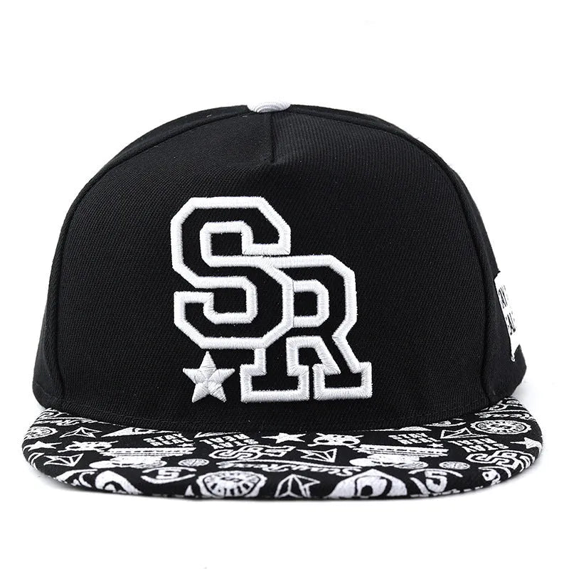 Adjustable cotton baseball cap in dome crown style, available in black and white colours