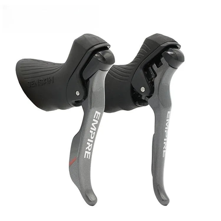 Road bike 11-speed aluminum alloy transmission kit showing manual shifter, dials, and short-leg rear derailleur.