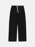 Men's loose fit fleece-lined sweatpants with a drawstring waist in dark grey