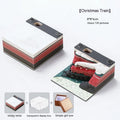 3D sticky notes with paper carving of Qingshui Temple in raised architectural relief with Christmas Train cover design
