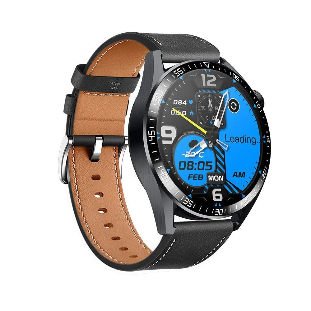 GS3 Max black or silver smart watch with 1.35-inch screen on silicone strap, showing Bluetooth call and health monitoring interface