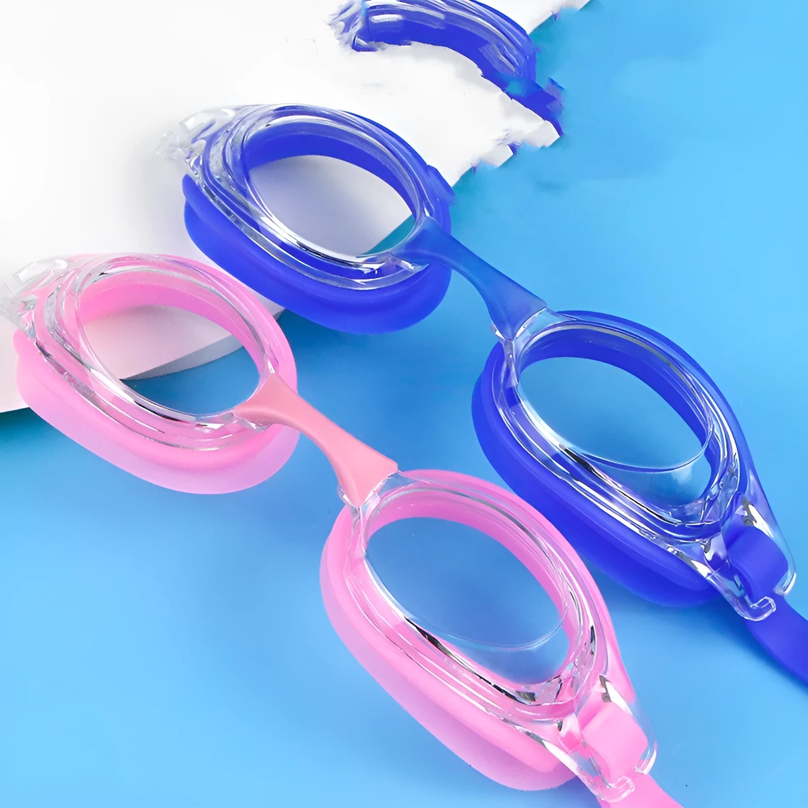 HD waterproof non-fogging myopia swimming goggles in black blue white and pink with case