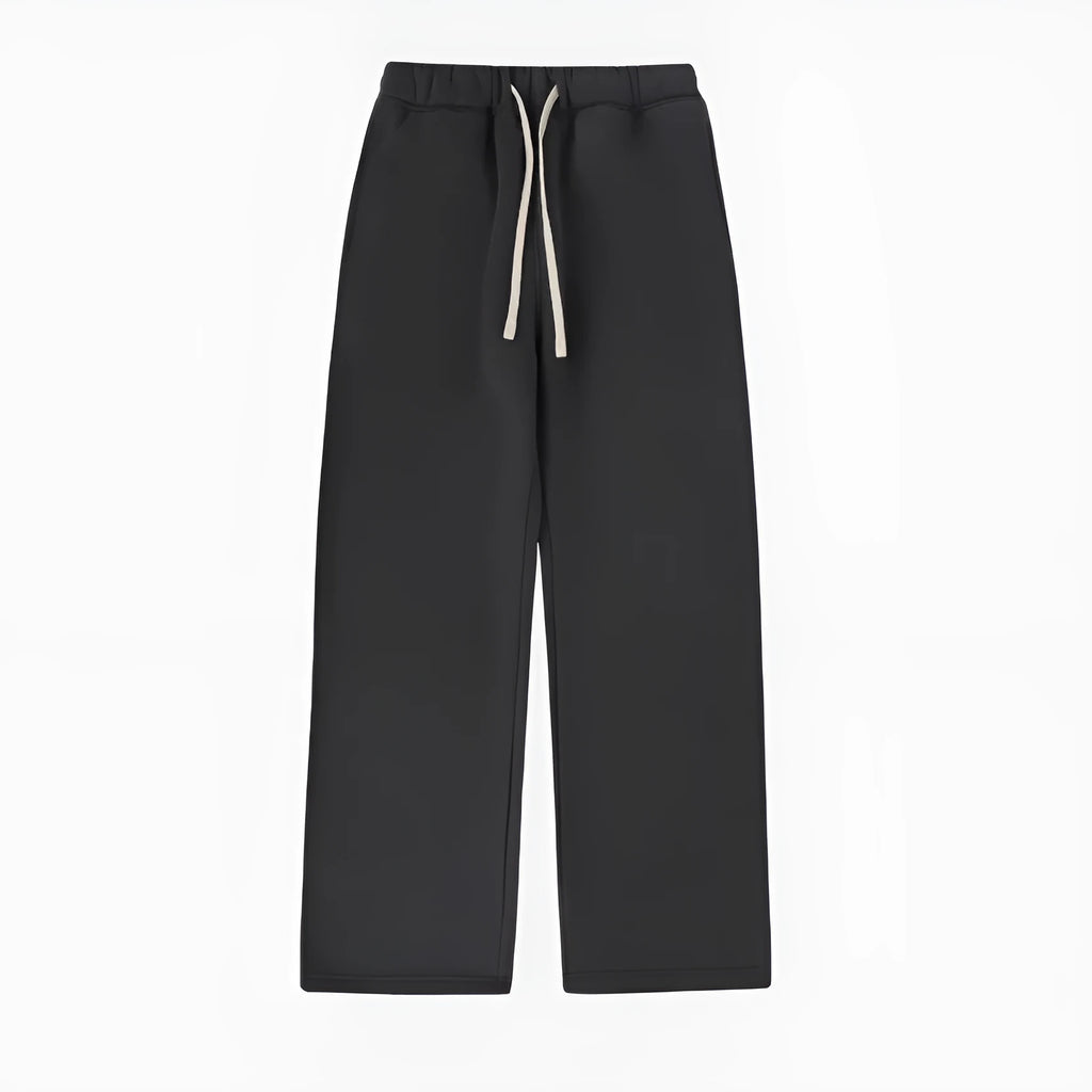 Men's loose fit fleece-lined sweatpants with a drawstring waist in dark grey